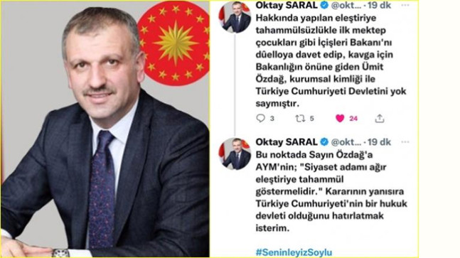ÜMİT ÖZDAĞ’I ELEŞTİREN OKTAY SARAL, AYM KARARINI ÖRNEK GÖSTERDİ