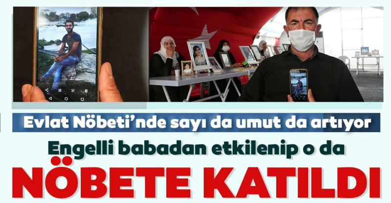 Engelli babadan etkilenip nöbete katıldı