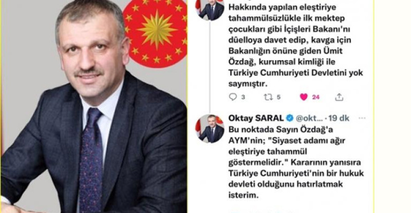 ÜMİT ÖZDAĞ’I ELEŞTİREN OKTAY SARAL, AYM KARARINI ÖRNEK GÖSTERDİ