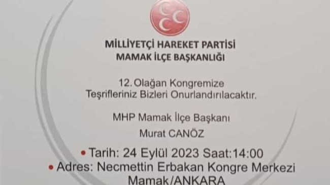 MHP MAMAK’TA OLAĞAN KONGREYE GİDİYOR