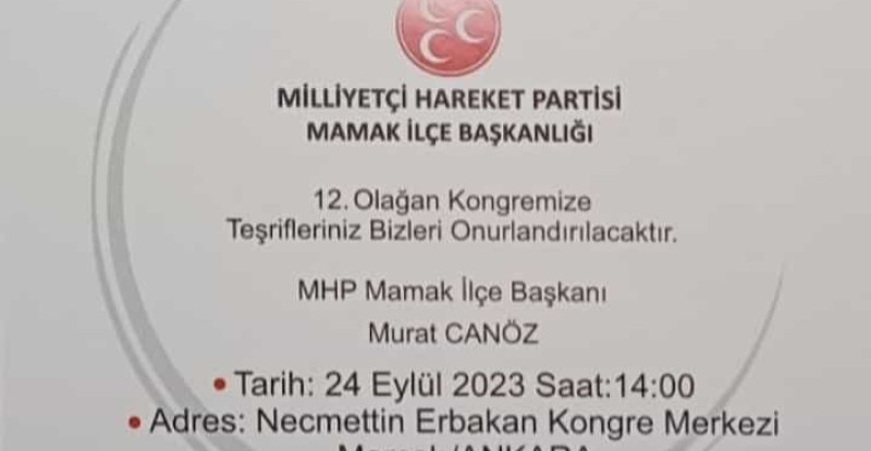 MHP MAMAK’TA OLAĞAN KONGREYE GİDİYOR